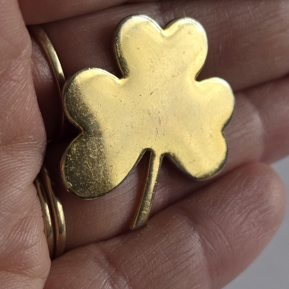 Vintage shamrock brooch pin celtic irish st Patrick's Day gold filled ireland - Picture 7 of 12